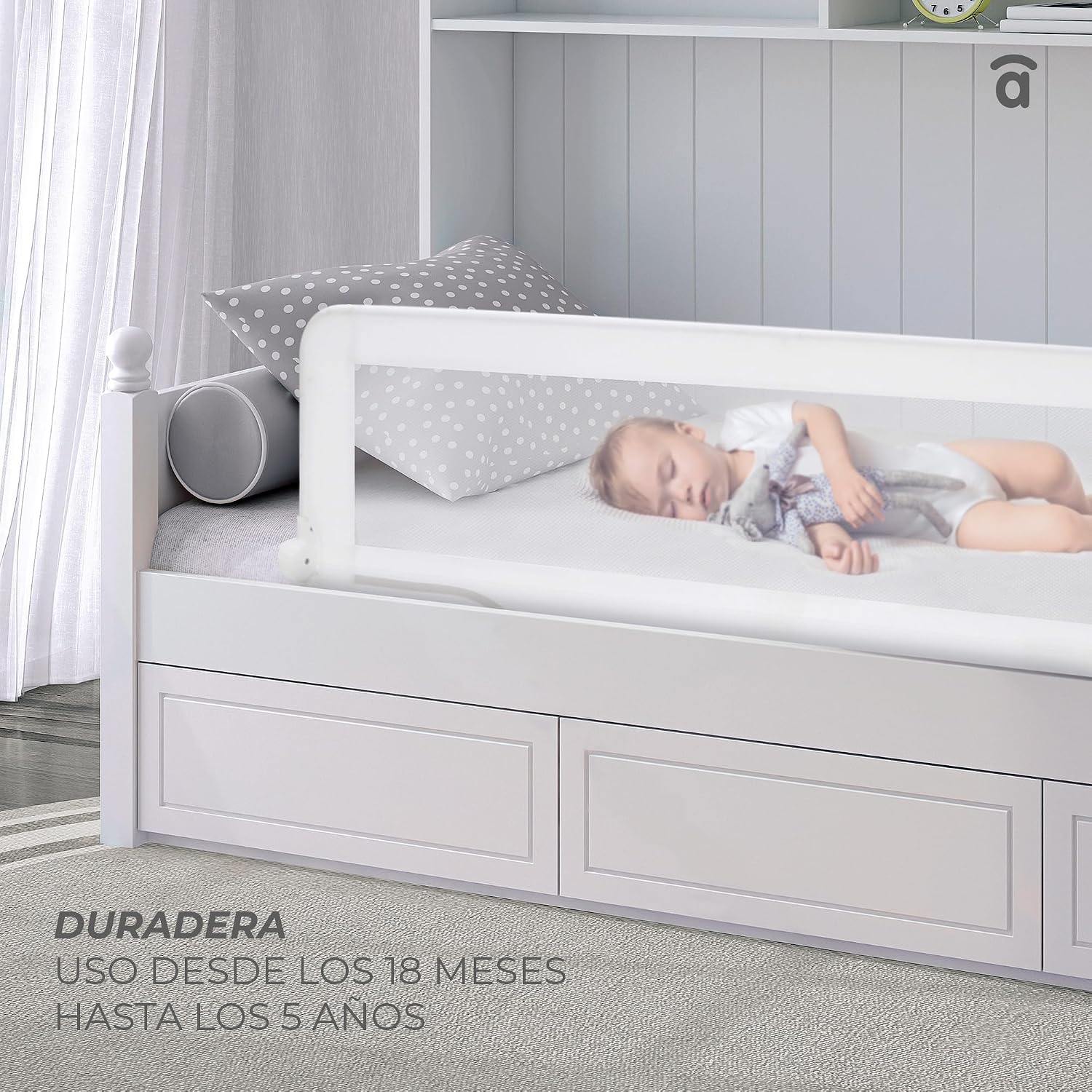 Thumbnail 6 de Asalvo Barrera de Cama 2 en 1 de 150 cm para Niño - Abatible, Apta para Cama Nido y Fácil de Transportar
