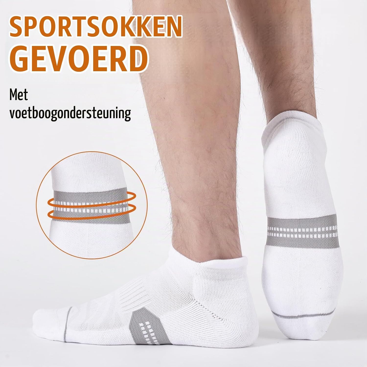 Detalle de Niorasen sneaker sokken: ademend katoen, gewatteerde hiel, 6 paar