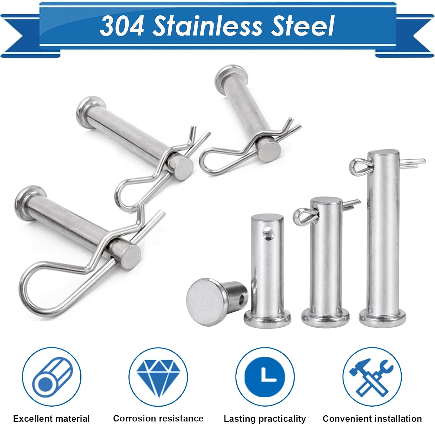 Thumbnail 4 de Eoppen Cotter Pin Assortment Kit, 220 Pieces, 13 Sizes, 304 Stainless Steel