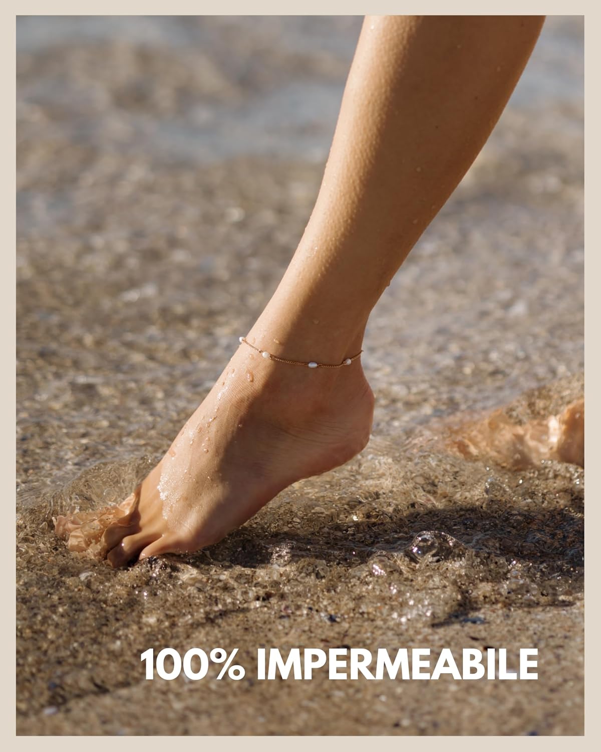 Detalle 2 de GD GOOD.designs EST. 2015 Cavigliera con vere perle d'acqua dolce – impermeabile e regolabile (22–27 cm) in oro, argento o rosa