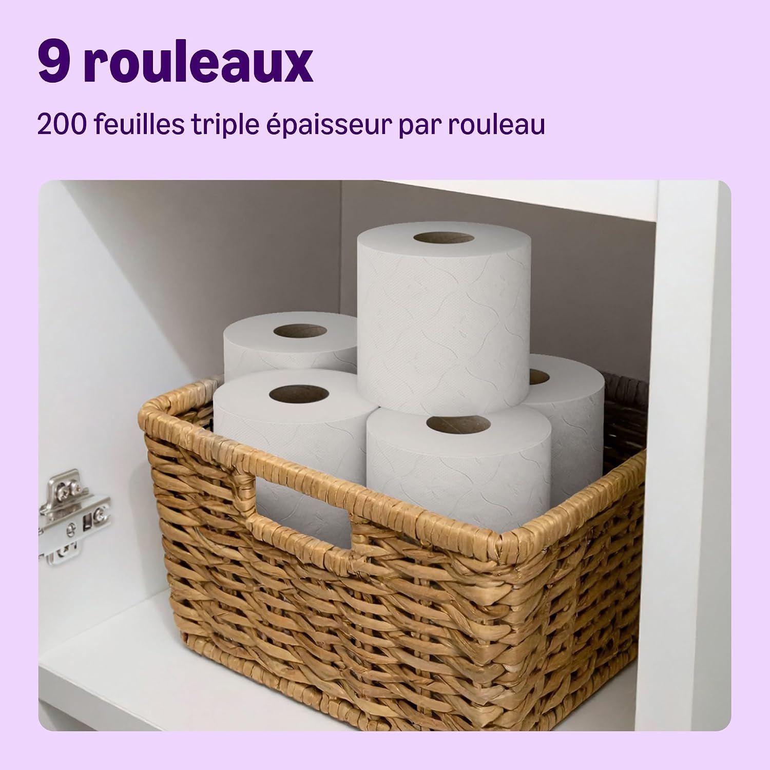 Detalle de By Amazon Papier Toilette 3 Épaisseurs Matelassé – 9 Rouleaux, FSC, Doux et Soyeux