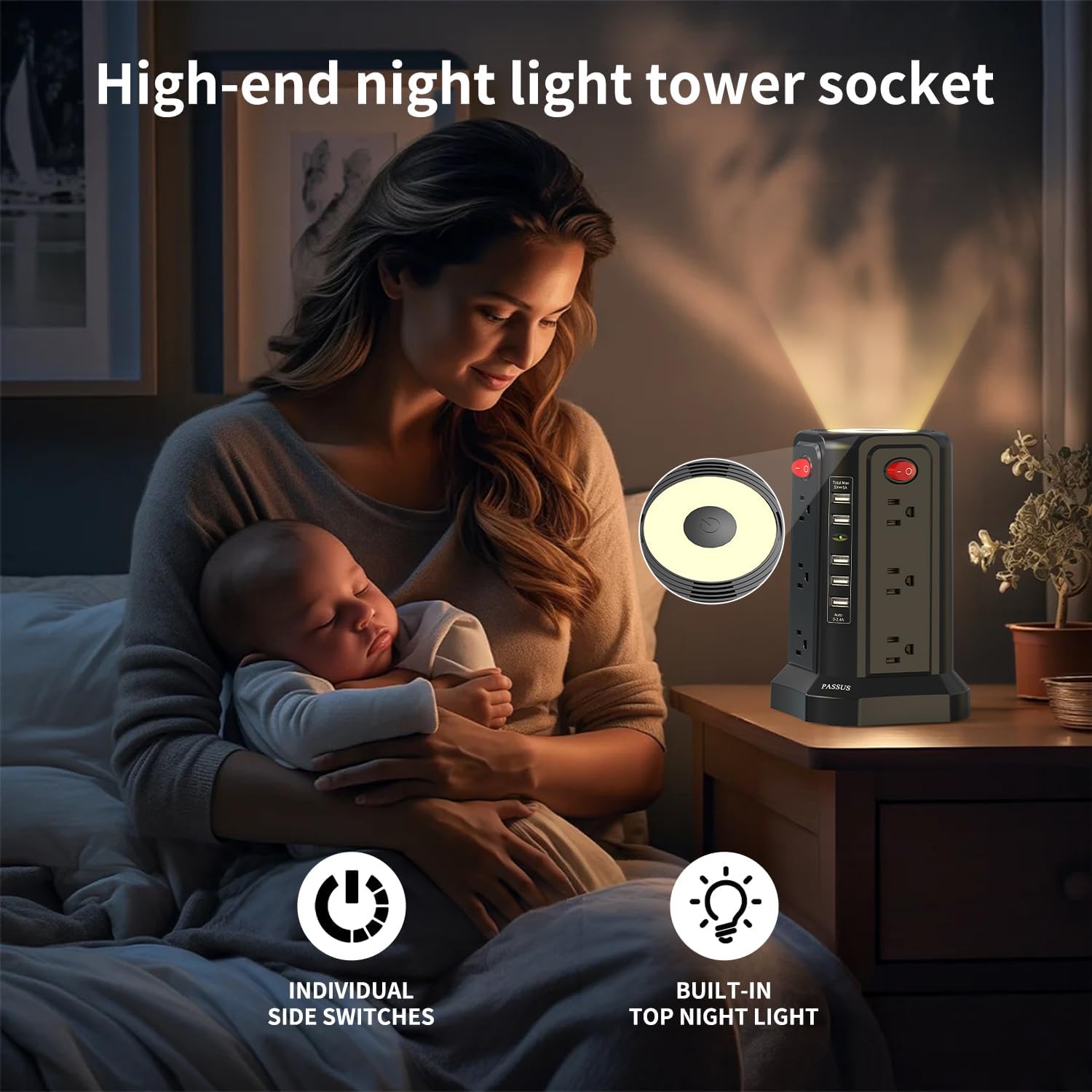 Thumbnail 2 de PASSUS Power Tower Surge Protector 12 Outlets