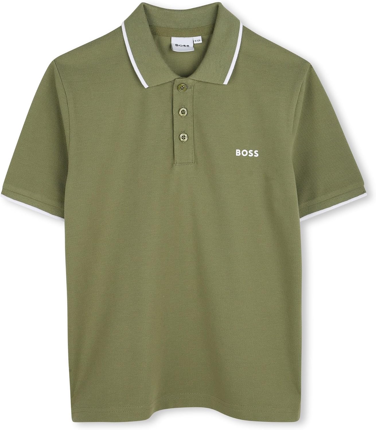 Detalle de Polo Boss a maniche corte in piquet 100% cotone con abbottonatura