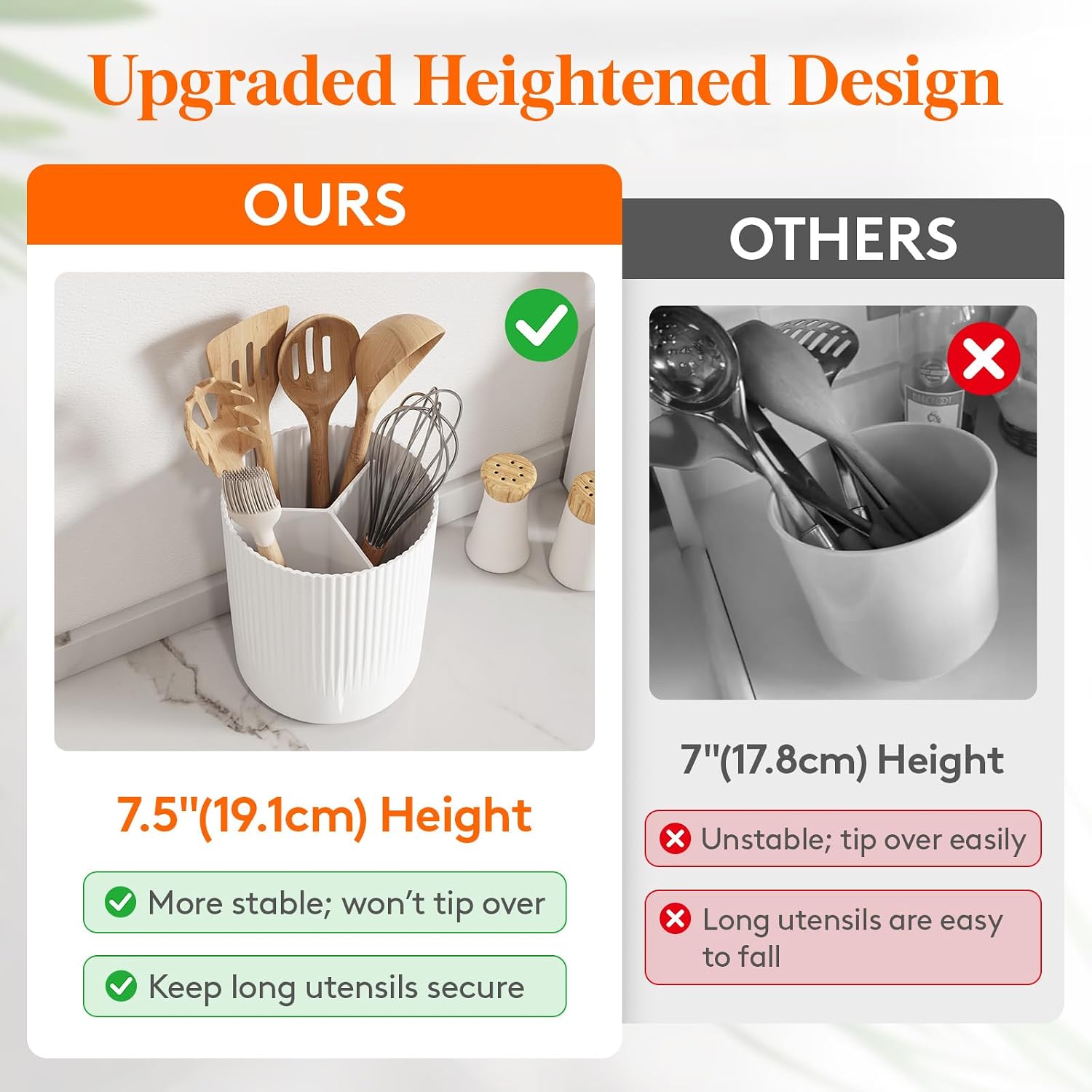 Detalle 1 de Lifewit 24387 Rotating Kitchen Utensil Holder, 3 Compartments, White