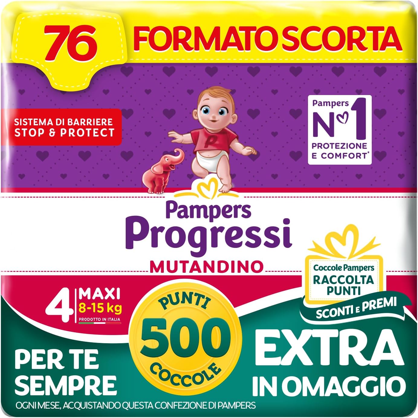 Detalle de Pampers Progressi Mutandino Maxi Taglia 4 (8-15 kg) – 76 Pannolini: comfort, protezione e praticità