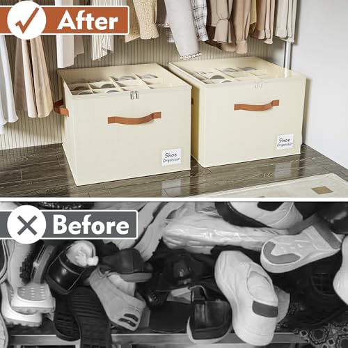 Detalle 2 de Storivo Shoe Storage Organiser Box 16 Pairs with Clear Lid and Adjustable Dividers