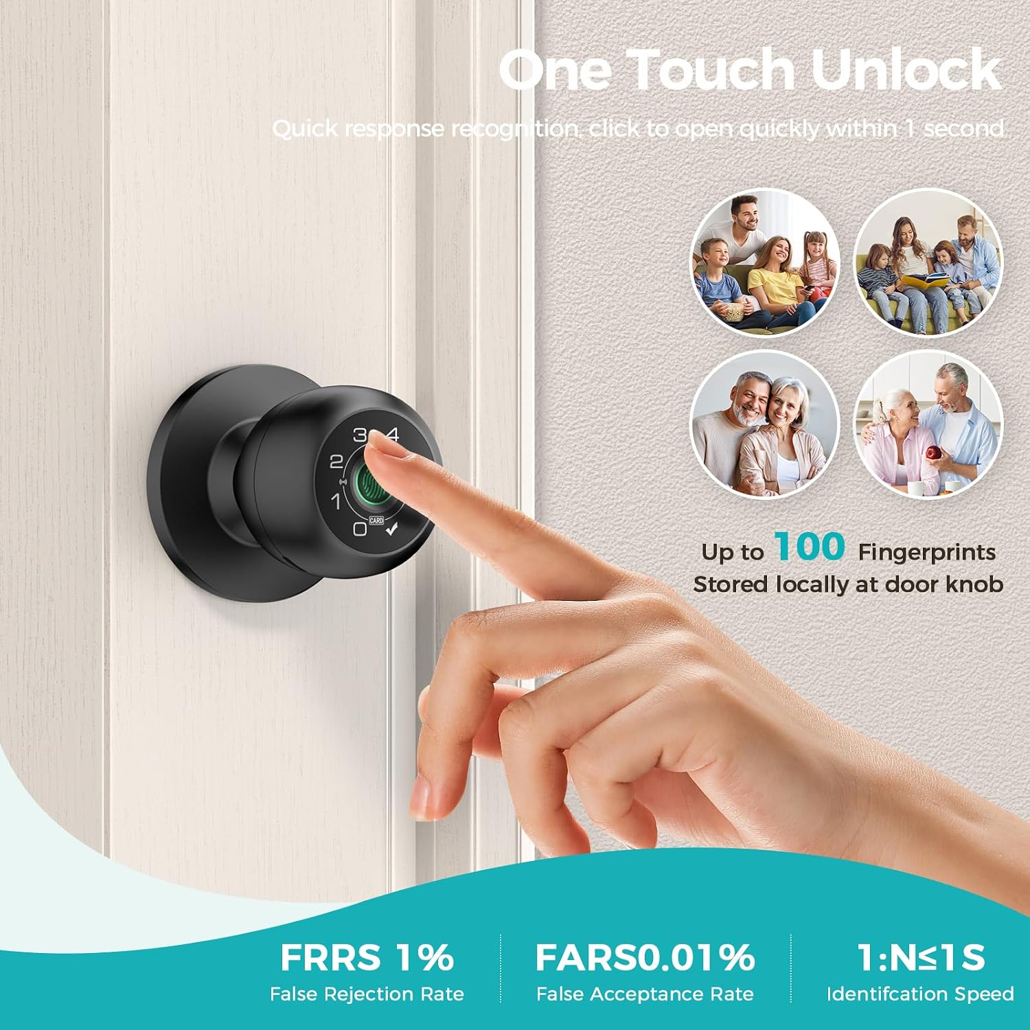 Detalle de HEI LIANG Smart Door Lock Matte Black