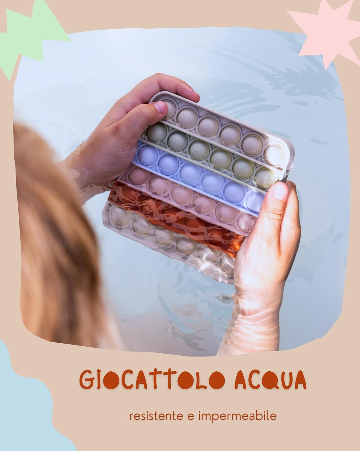 Detalle de Valino PopIt Quadrato a Colori Pastello (12 x 12 cm) – fidget antistress impermeabile per bambini e adulti