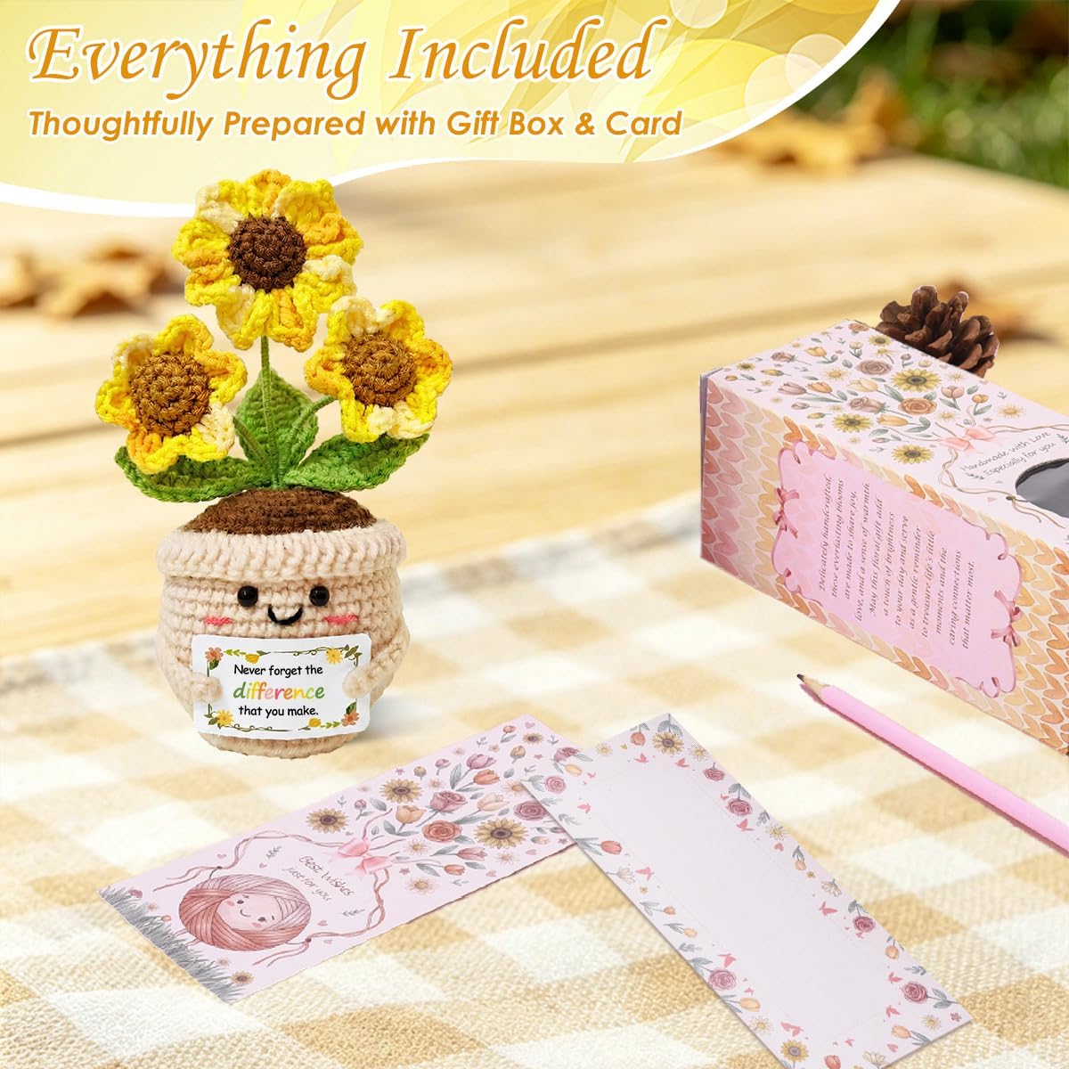 Thumbnail 3 de Crochet Sunflower Gift with Appreciation Card