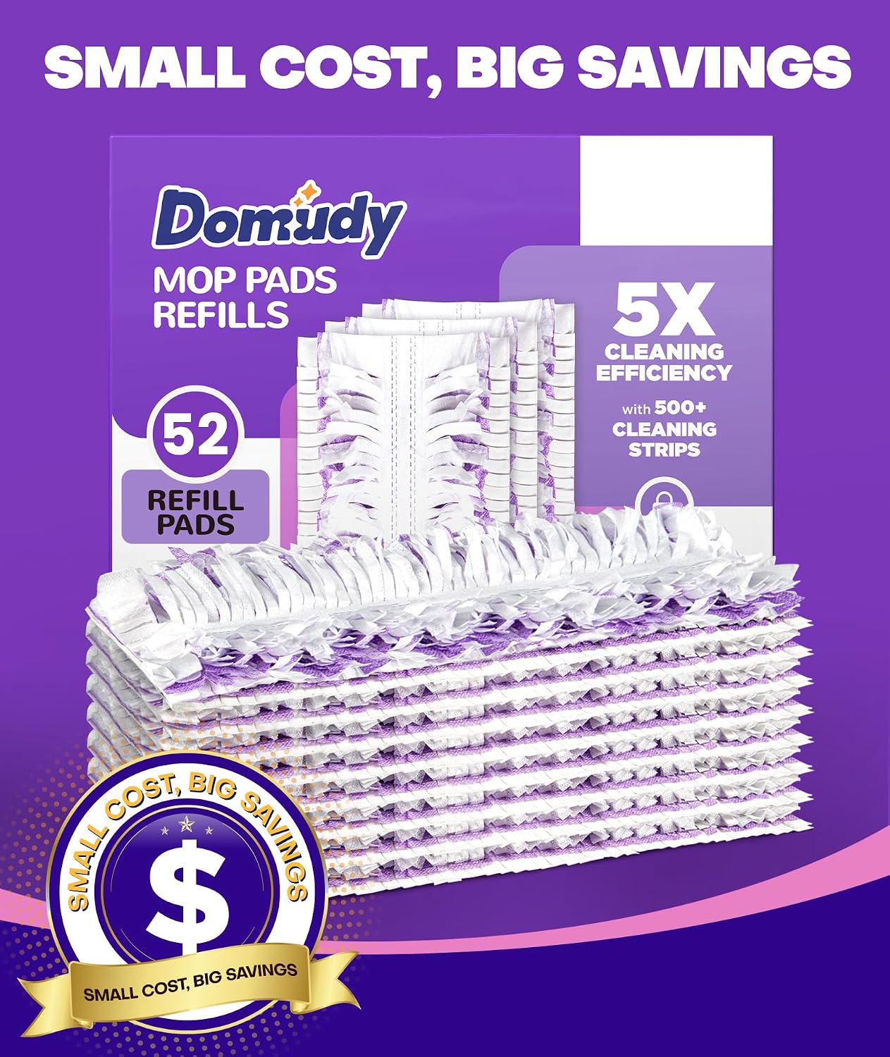Thumbnail 6 de Domudy 5X Cleaning Power Mop Refills for Swiffer Power Mop — 52 Count Multi-Surface Wood Mop Pads