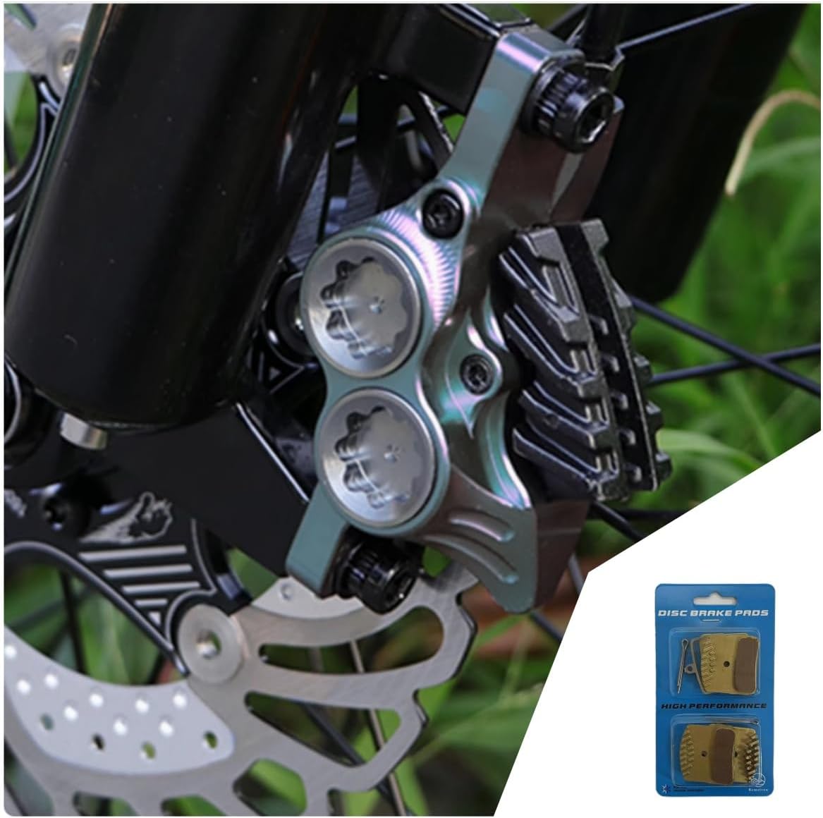 Detalle de Bike Brake Pads with Cooling Fin for Shimano Deore XT M8020 / Zee M640 / Saint M810/M820 — 2 Pair