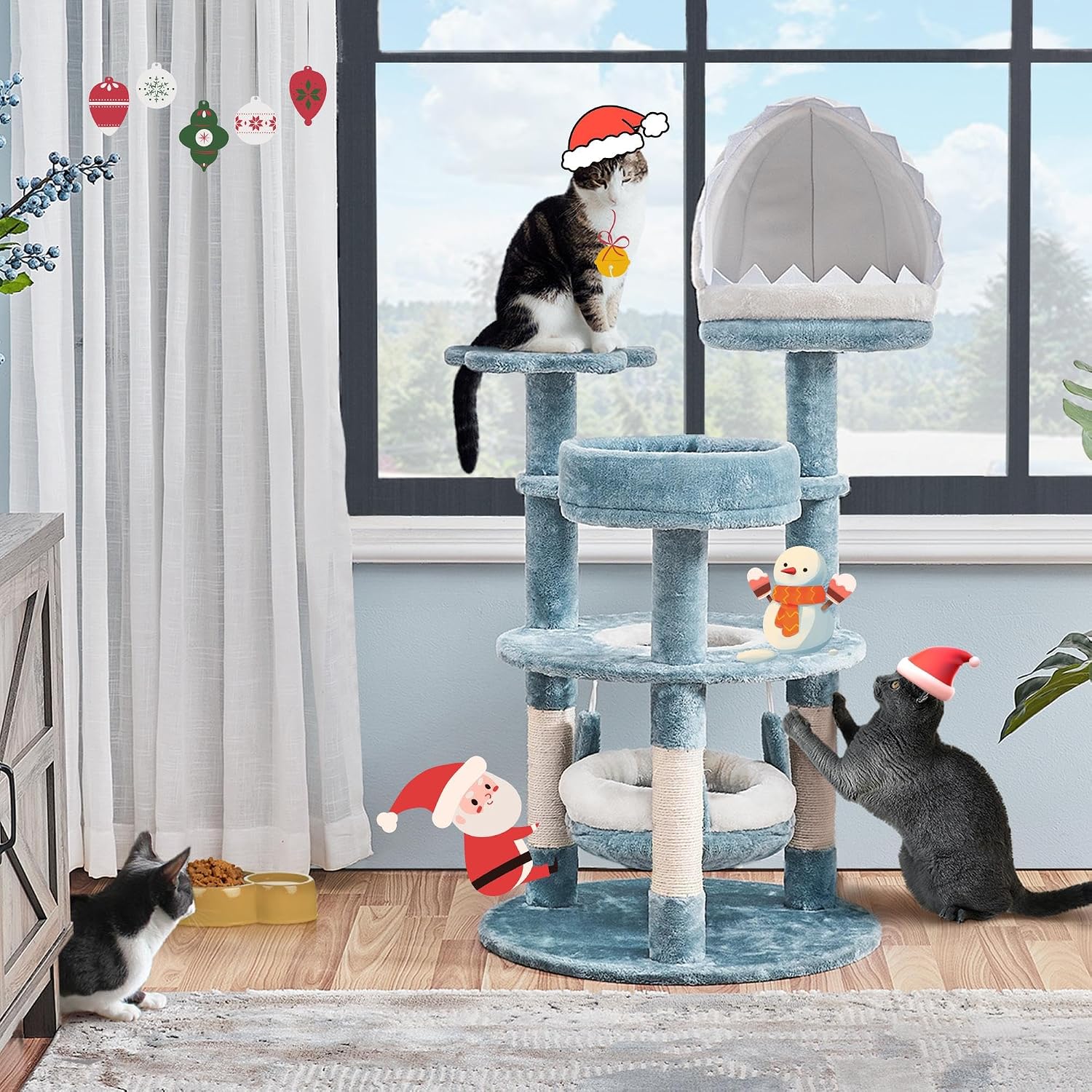 Detalle 2 de Yaheetech 115cm ocean cat tree with hammock 🐱