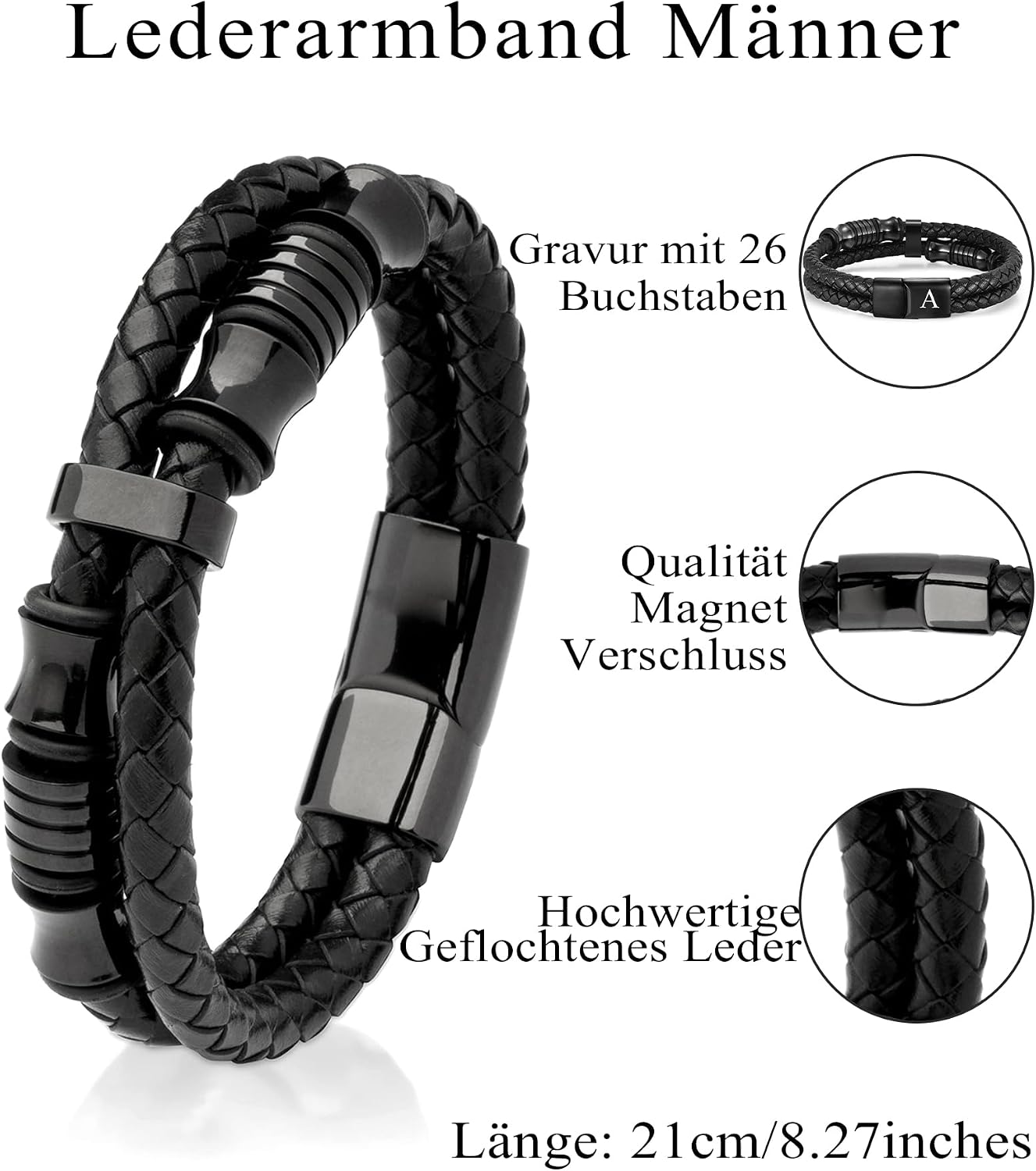 Detalle 2 de TOLOWOBK Lederarmband 21 cm