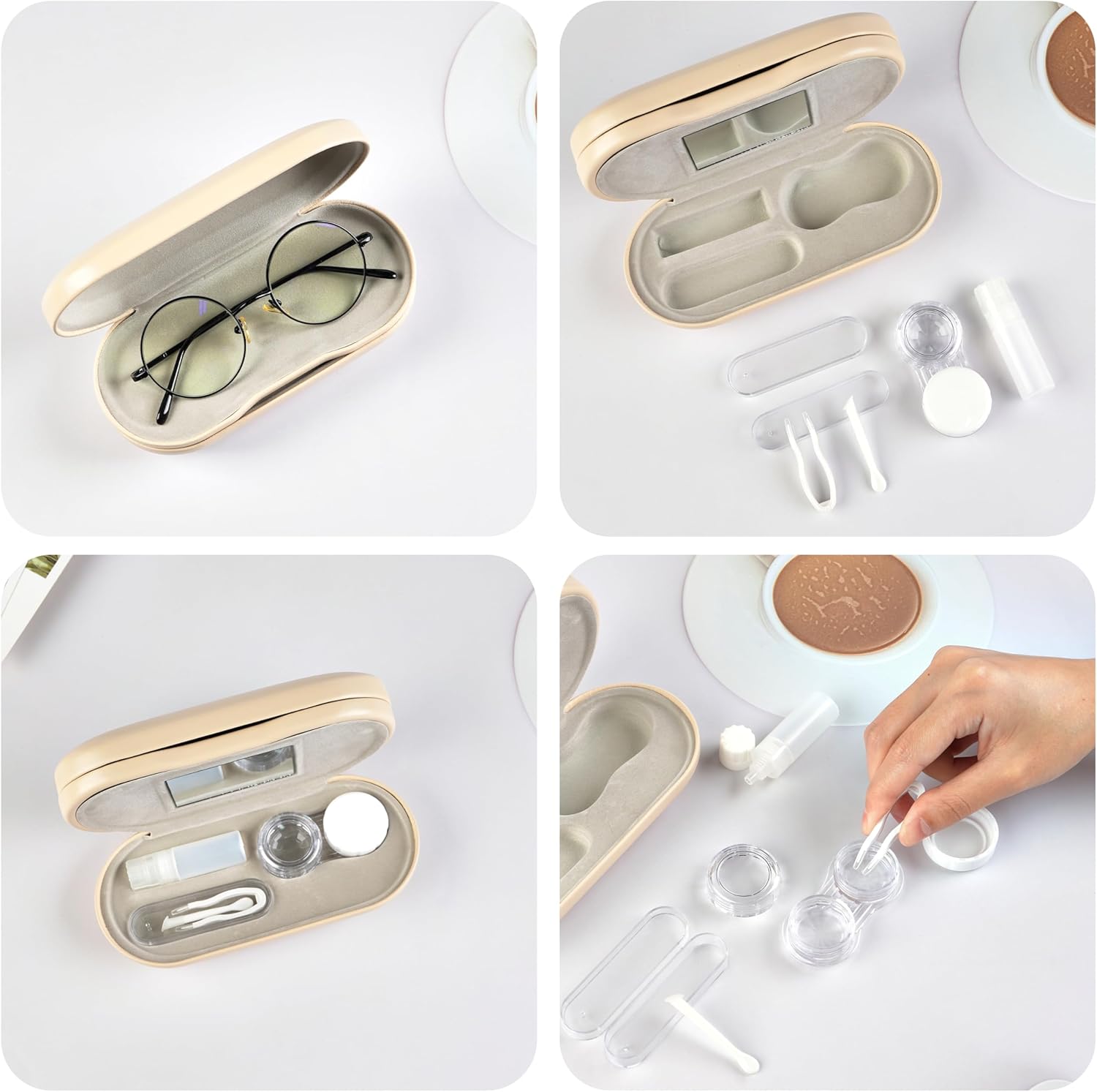 Detalle 2 de Eyeglass Case Double Sided Travel Size: 2-in-1 Portable Box with Built-In Mirror