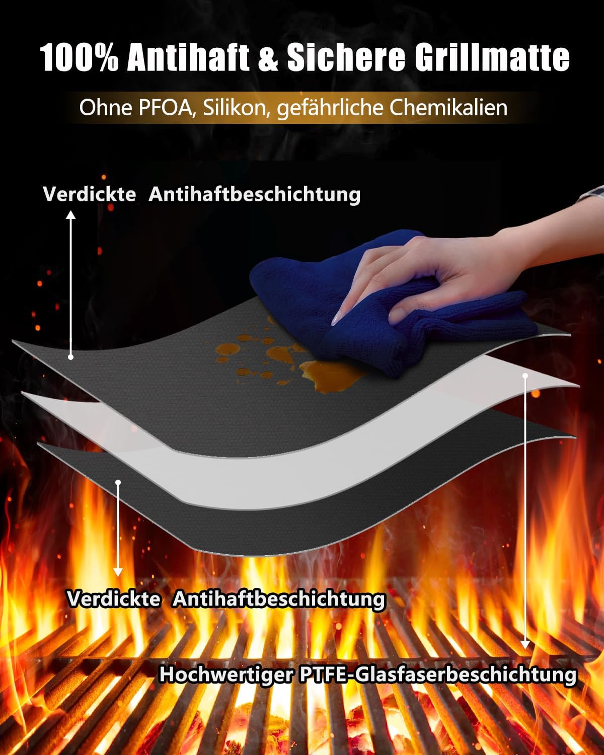 Thumbnail 1 de BBQ Grillmatte für Gasgrill 5er Set