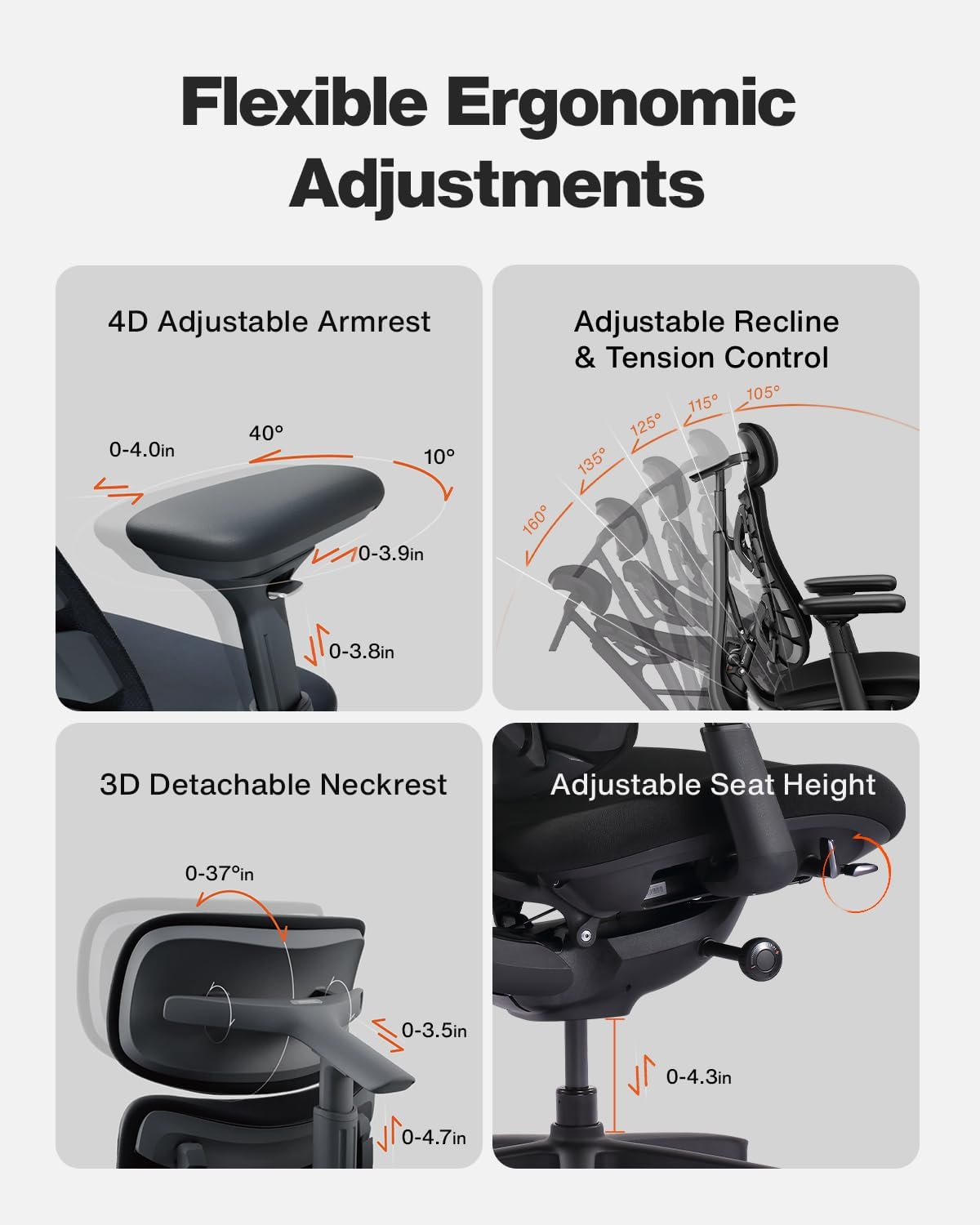 Thumbnail 6 de LiberNovo Omni SE Ergonomic Office Chair, Manual Lumbar, 5 Recline Positions