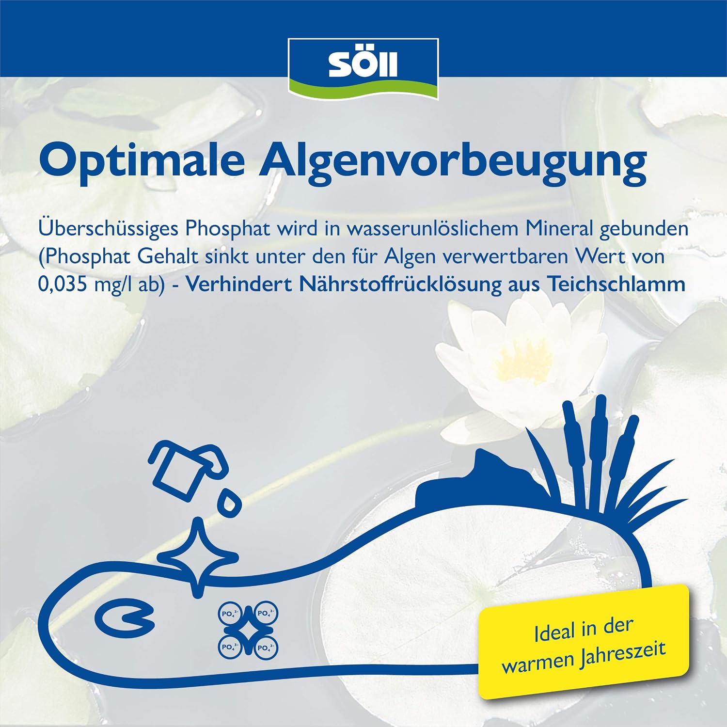 Detalle de Söll PhosLock 100 g – Ganzjährig aktive Phosphatbindung zur Algenvorbeugung im Teich