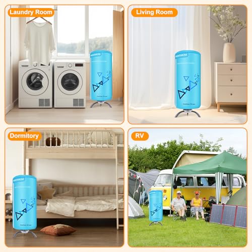 Thumbnail 8 de panthem 900W Portable Electric Clothes Dryer – Foldable, 12kg Capacity (Blue)