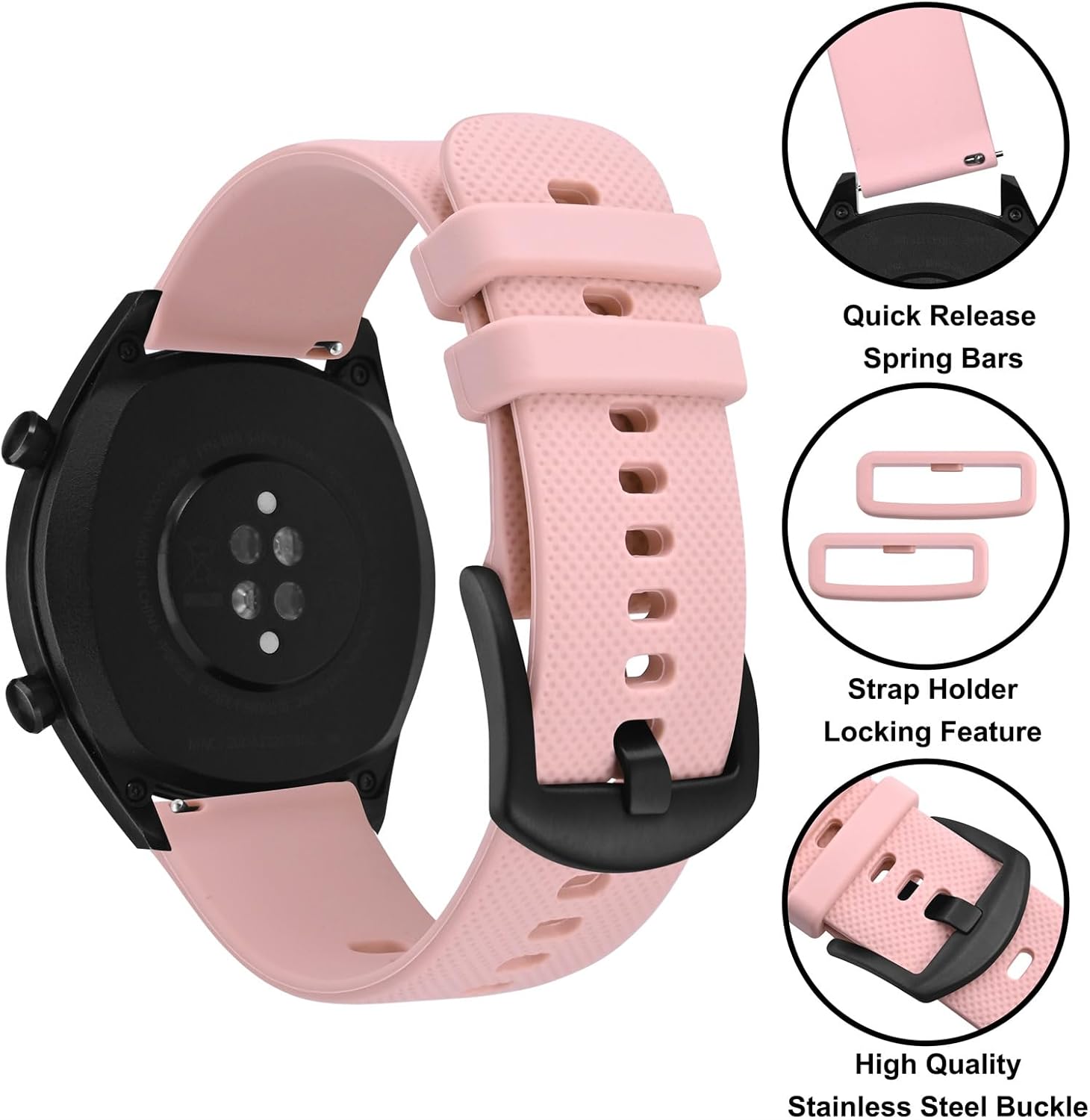 Thumbnail 2 de ANBEER Silikon-Uhrenarmbänder 16–24 mm – Schnellverschluss, elastisch, kompatibel mit vielen Modellen