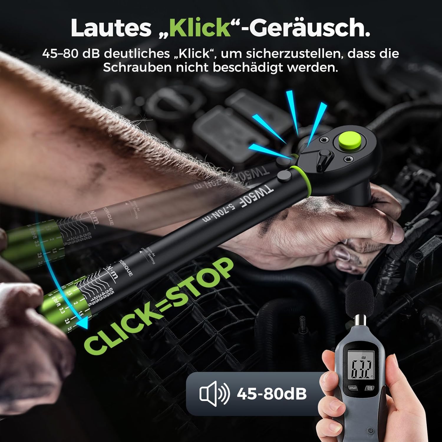 Detalle de ETOOLAB 3/8" Drehmomentschlüssel 5–70 N·m (±3%) mit 72 Zähnen