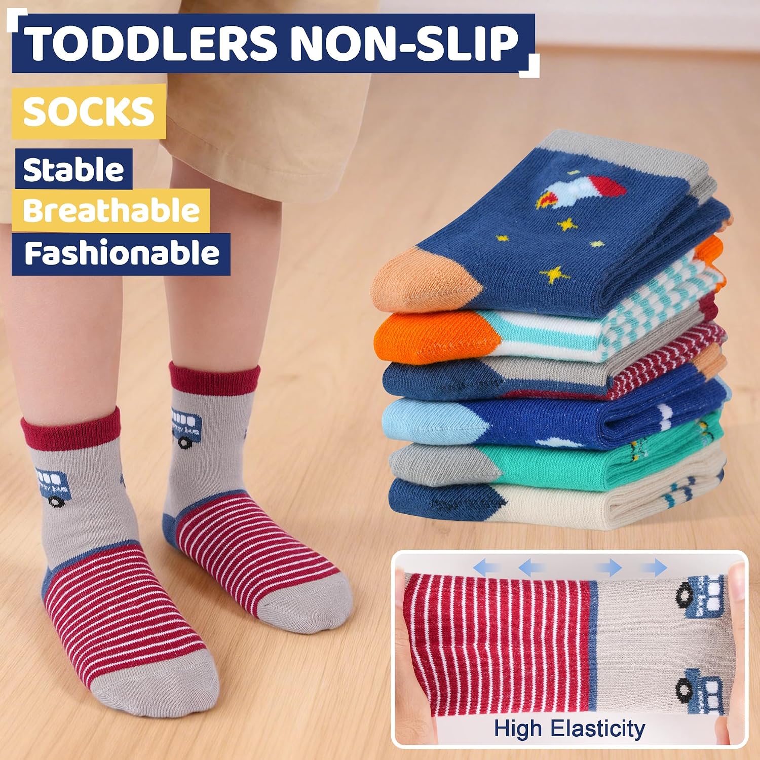 Thumbnail 3 de ELUTONG Stoppersocken Kinder 12 Paar