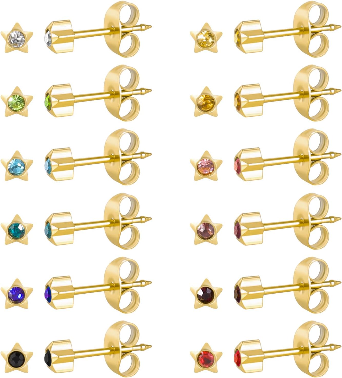 Detalle de 12 Paar Ohrpiercing Ohrstecker Set vergoldet