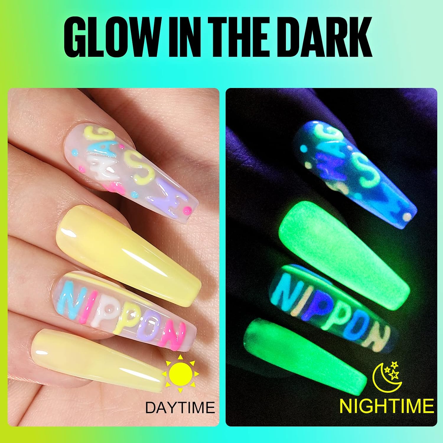 Detalle 2 de TOMICCA Night Glow Nagellack Set 6 Farben