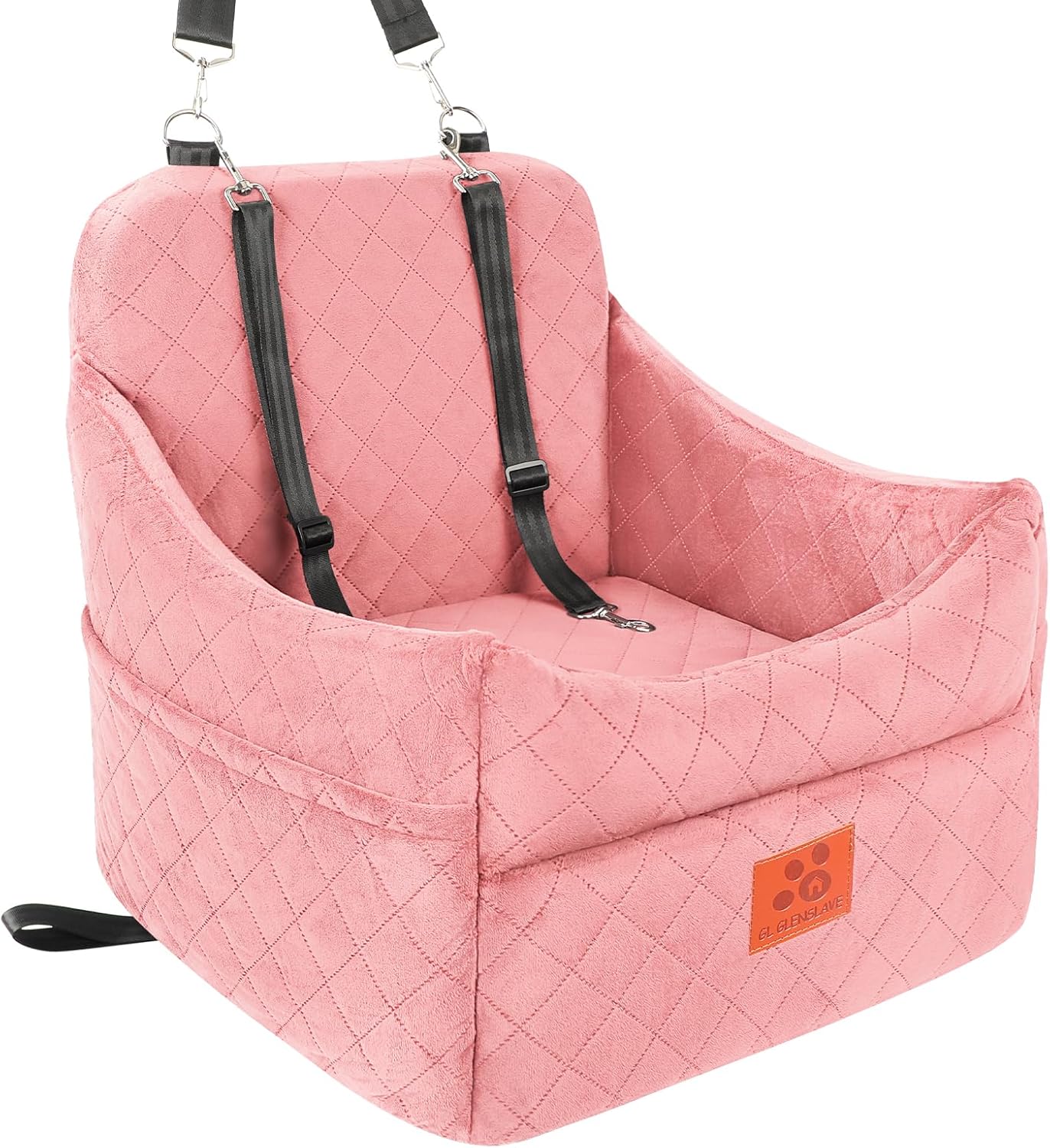 GL GLENSLAVE Hunde-Autositz für kleine & mittlere Hunde bis 35 lbs (rosa)