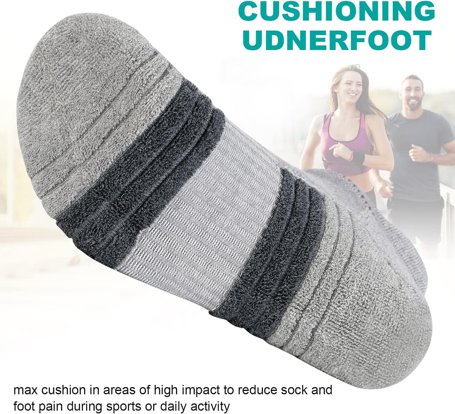 Thumbnail 3 de coskefy Thick Cushion Running Socks (Ankle, Anti-Blister) – 6 Pairs