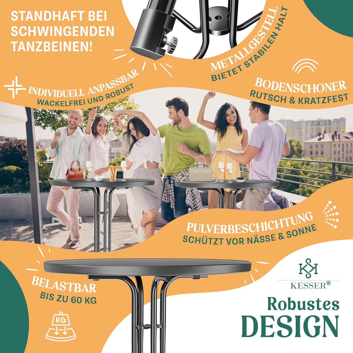 Thumbnail 4 de KESSER® Stehtisch klappbar 2er Set Ø70 cm rund – wetterfest, kompakt & flexibel einsetzbar