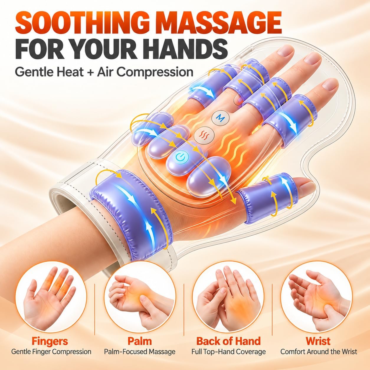 Detalle de Generic Electric Hand Massager with Heat, Compression, 3 Modes and 5 Levels