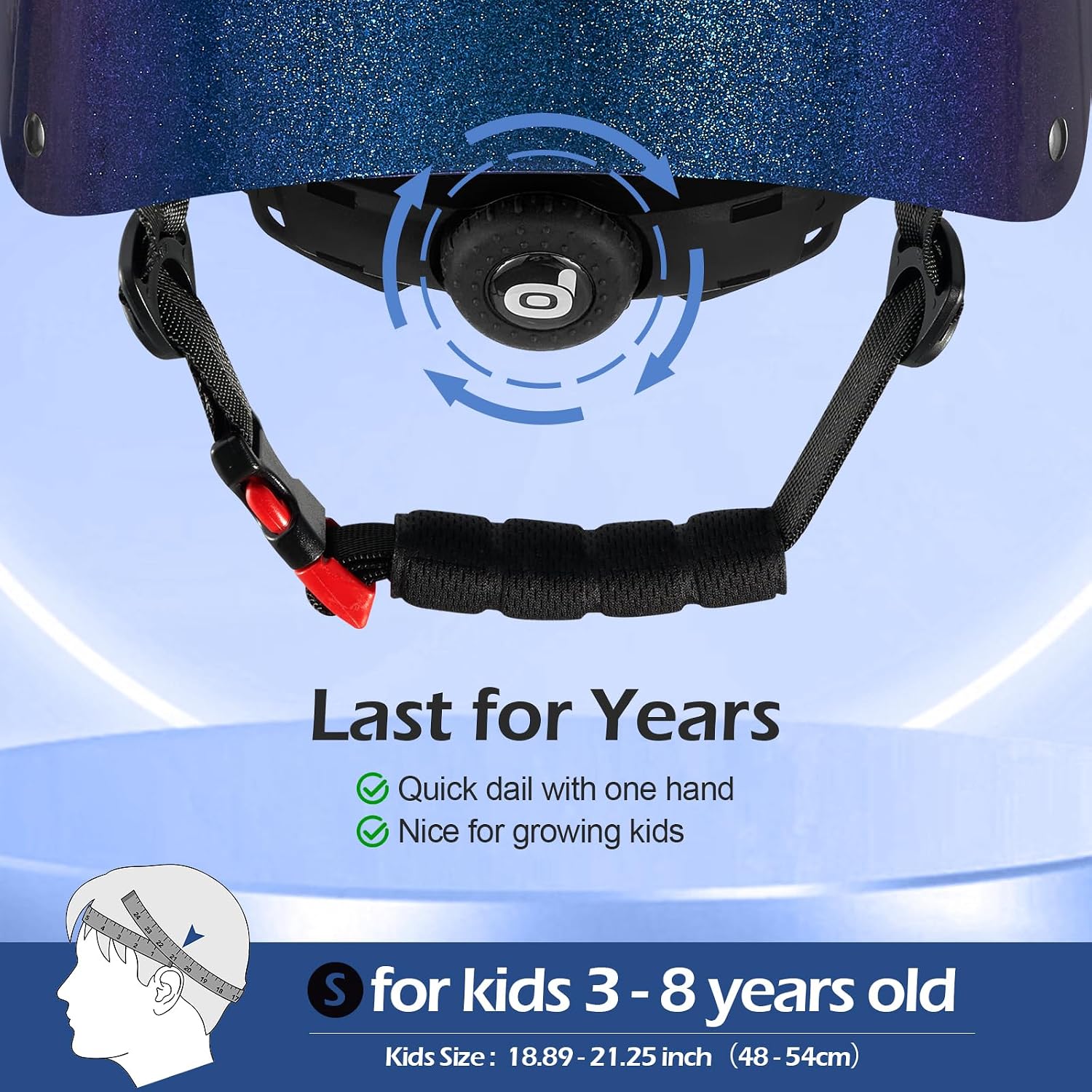 Detalle de Odoland Kids Bike Helmet: Adjustable, Ventilated Safety for 3–8 Year Olds