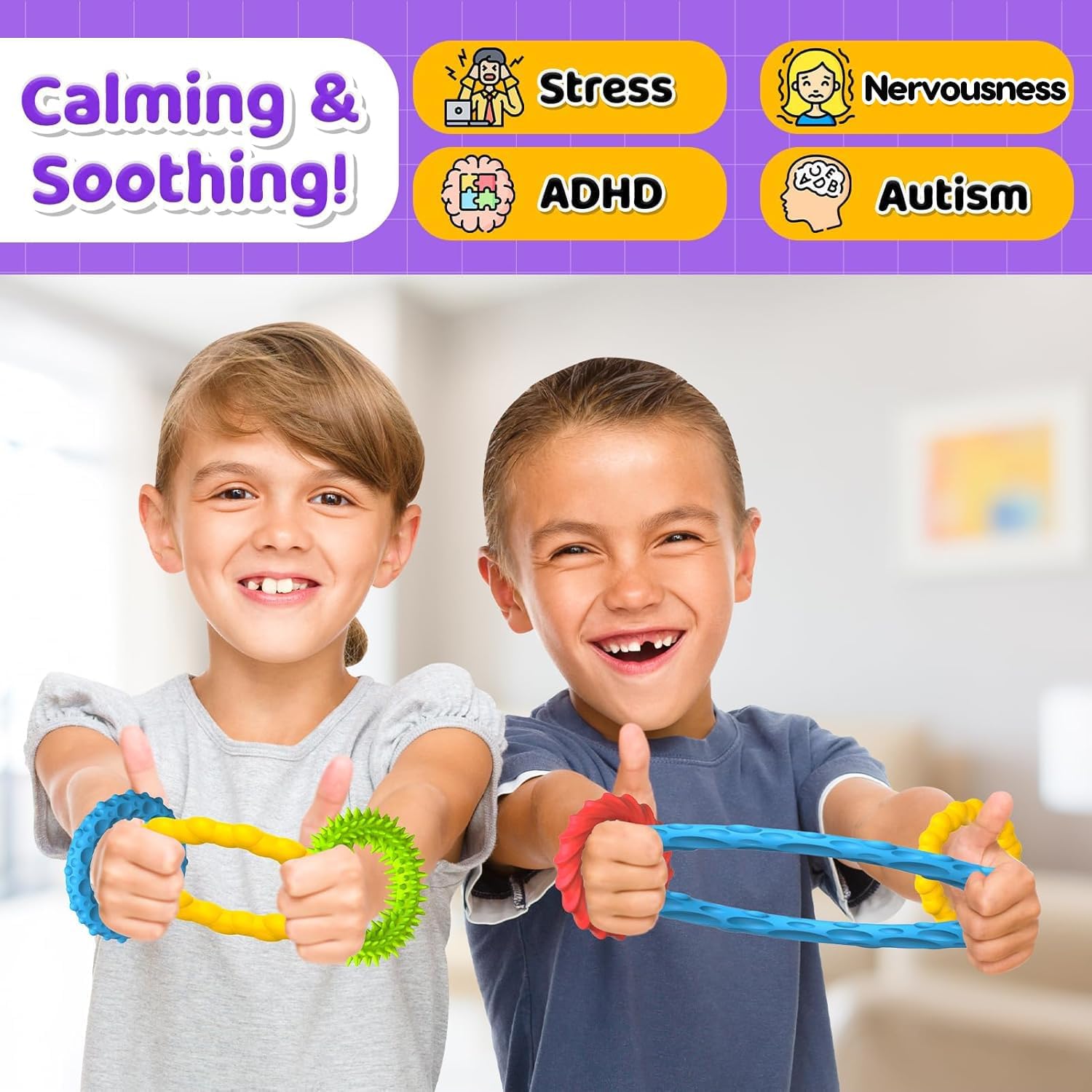 Thumbnail 4 de Sensory Toys Textured Stretchy Fidget Bracelets, 4-Pack in Assorted Colors