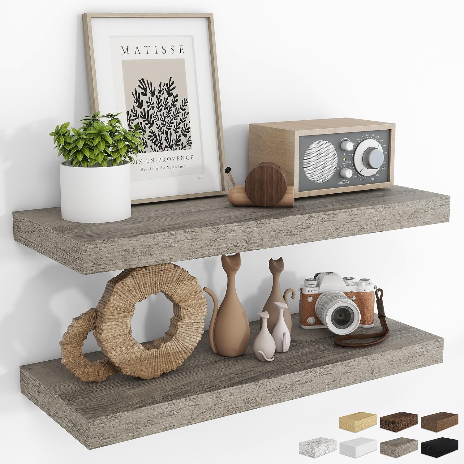 Detalle de RICHFOCUS 31.5Inch Floating Shelves (2-Pack) with Invisible Brackets - Rustic Grey
