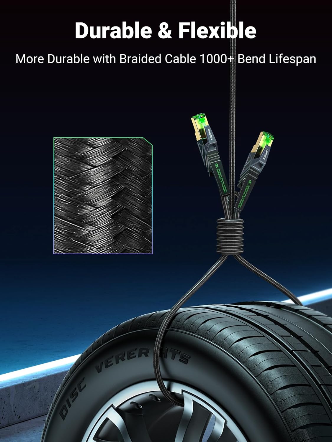 Thumbnail 6 de UGREEN Gaming Ethernet Cable CAT 8 – 40Gbps, 2000MHz, SF/FTP Shielded RJ45 LAN Cable (26AWG) for Xbox, PlayStation & PC