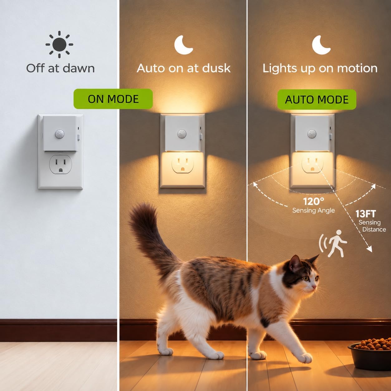 Detalle 2 de L LOHAS LED GY17602WHUS-2 Motion Sensor Night Lights, 2-Pack, 3000K
