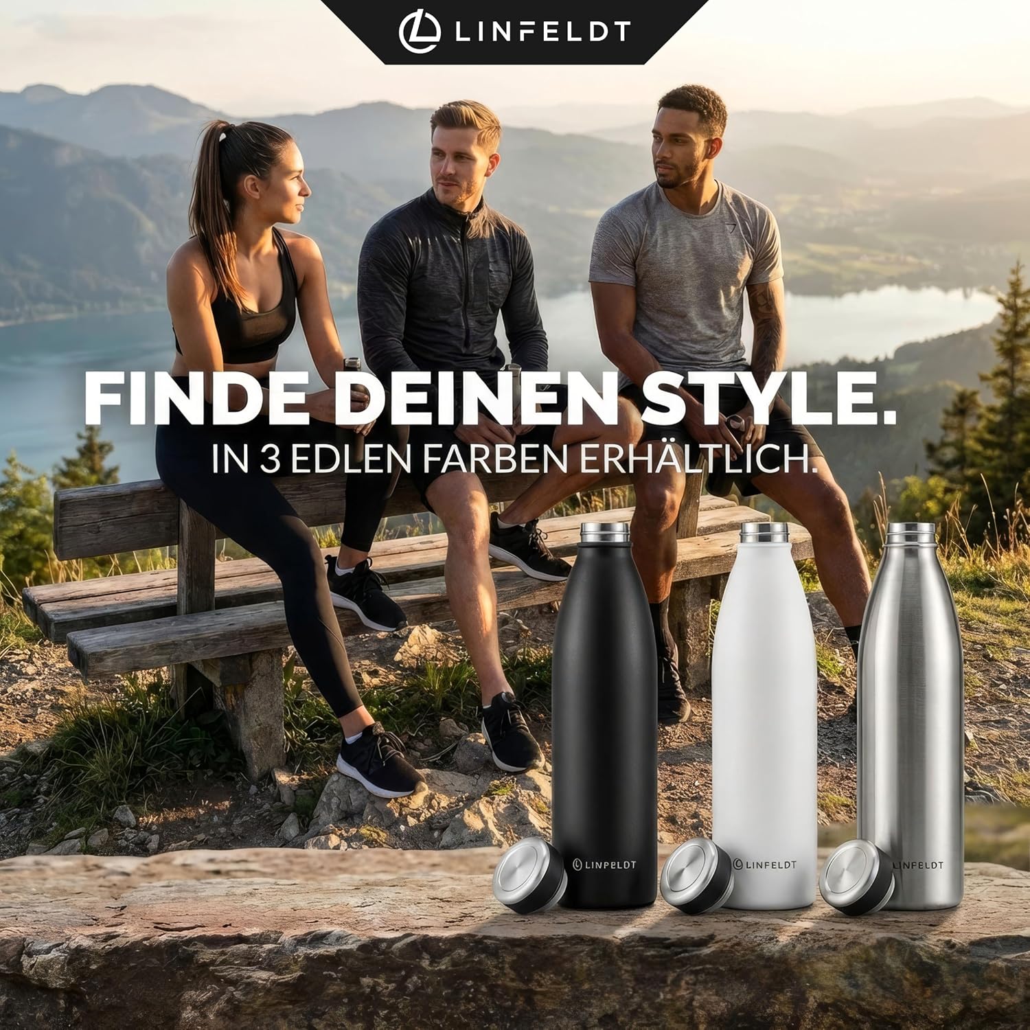 Thumbnail 6 de LINFELDT 1L isolierte Trinkflasche Edelstahl