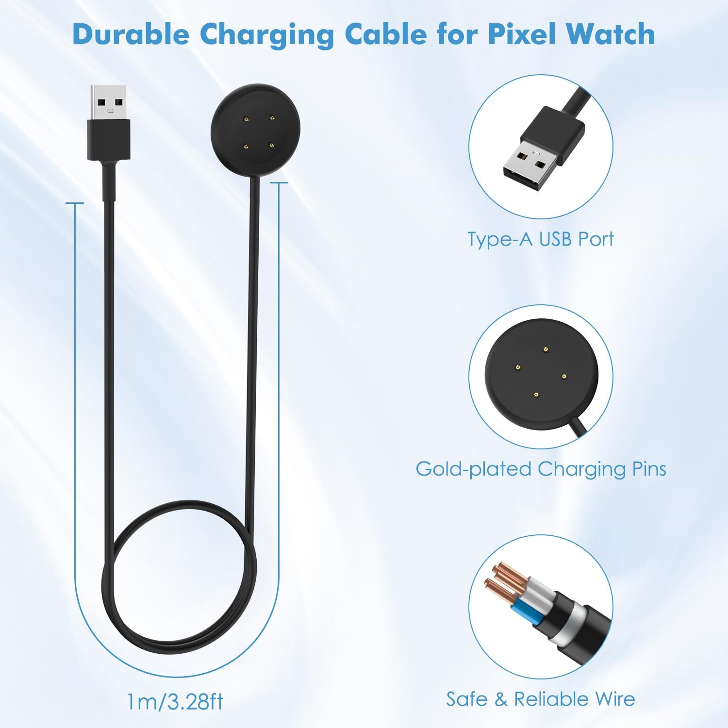 Thumbnail 4 de MoKo 2Pack Magnetic Charger for Pixel Watch 1m cable