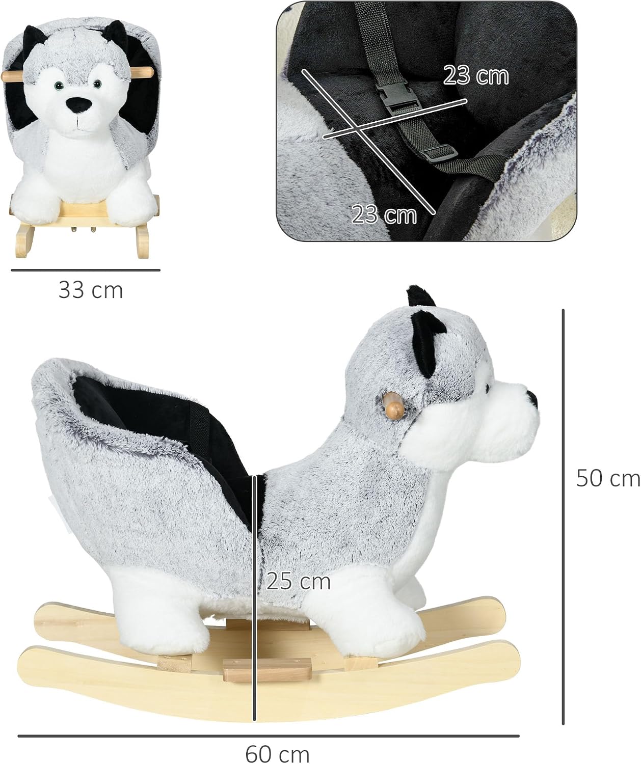 Thumbnail 6 de HOMCOM 330-162V00GY Husky-schommelstoel voor peuters met geluid en veiligheidsgordel
