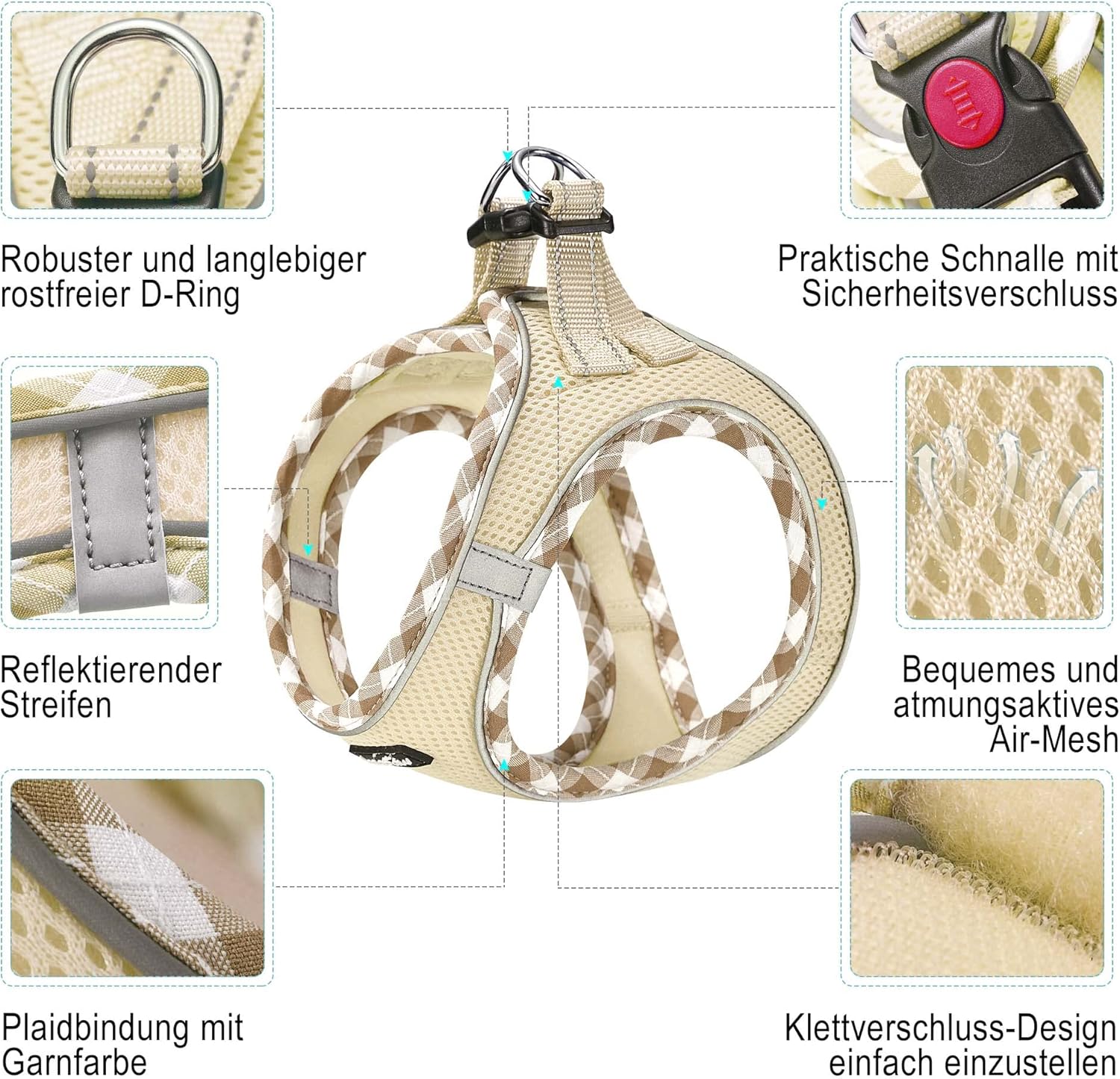 Thumbnail 1 de haapaw Hundegeschirr & Leine-Set (Step-in, kein Ziehen) mit reflektierenden 360°-Streifen