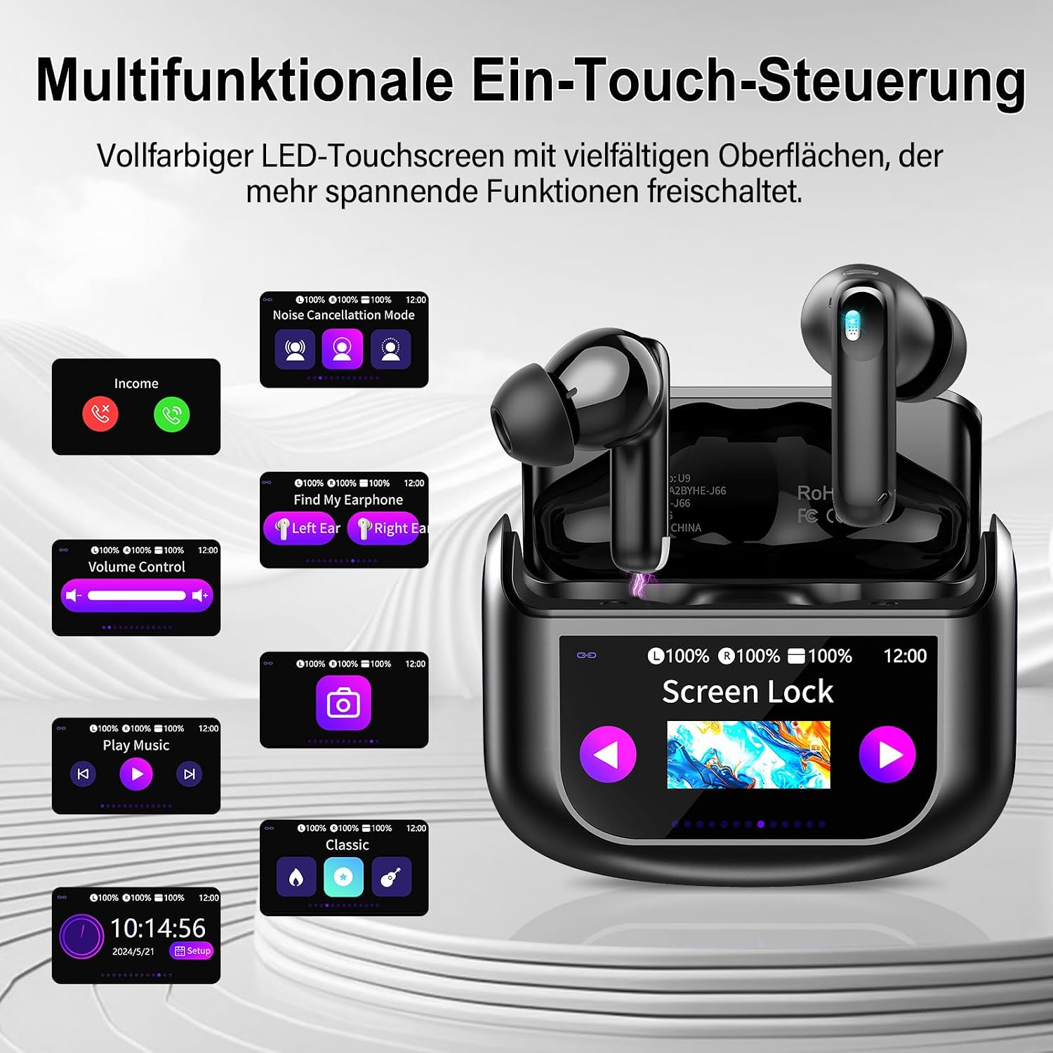 Detalle 2 de QXUFV Bluetooth In‑Ear Kopfhörer mit ANC