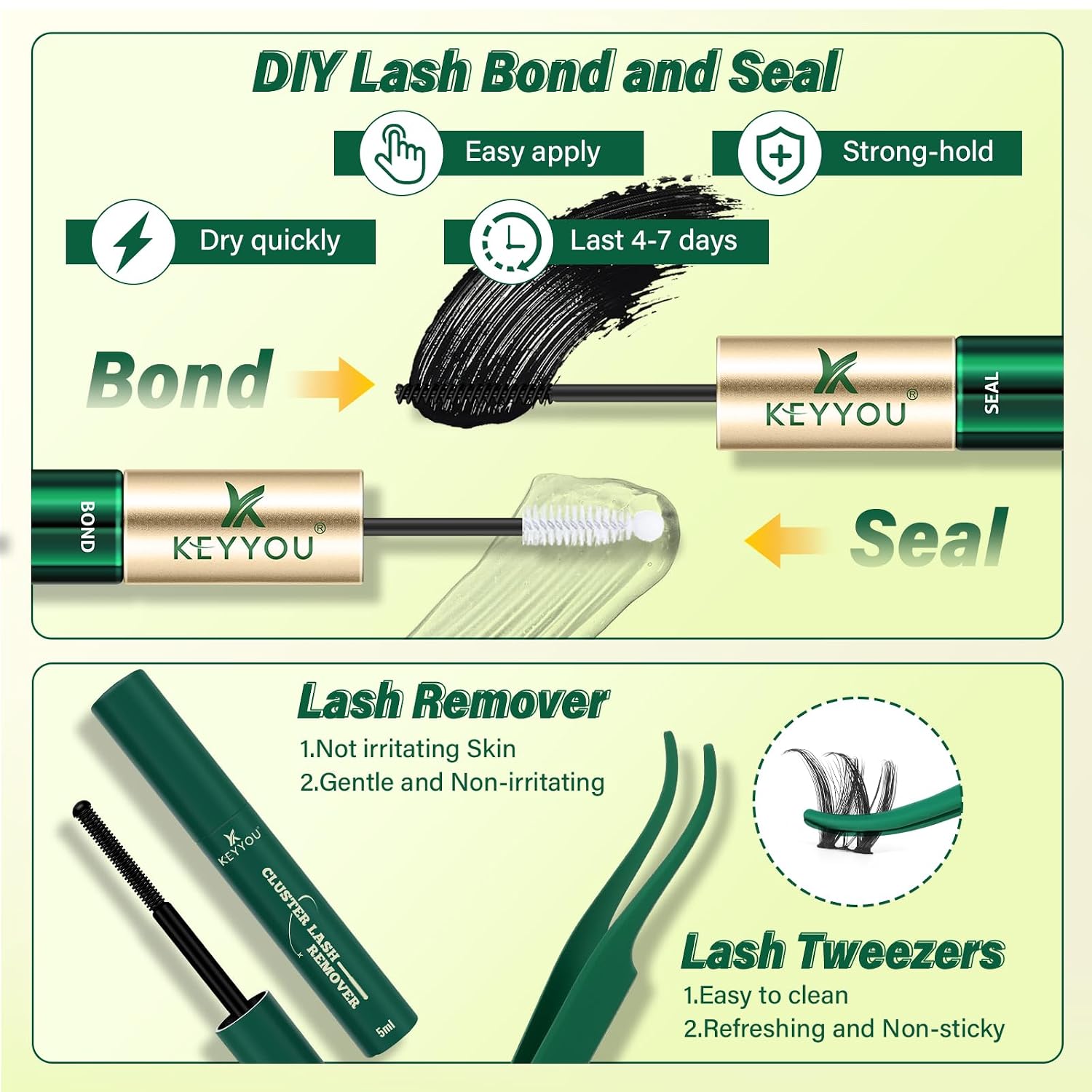 Thumbnail 3 de KEYYOU Flora Lash Clusters Kit Flaunt D Curl 132pcs — Natural Lashes with Waterproof Bond & Remover