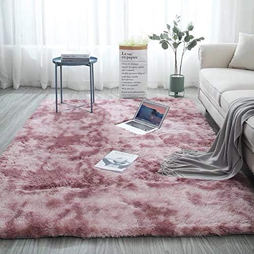 Detalle de Pauwer Zachte pluizige vloerkleden – roze shaggy tapijt, 80 x 160 cm