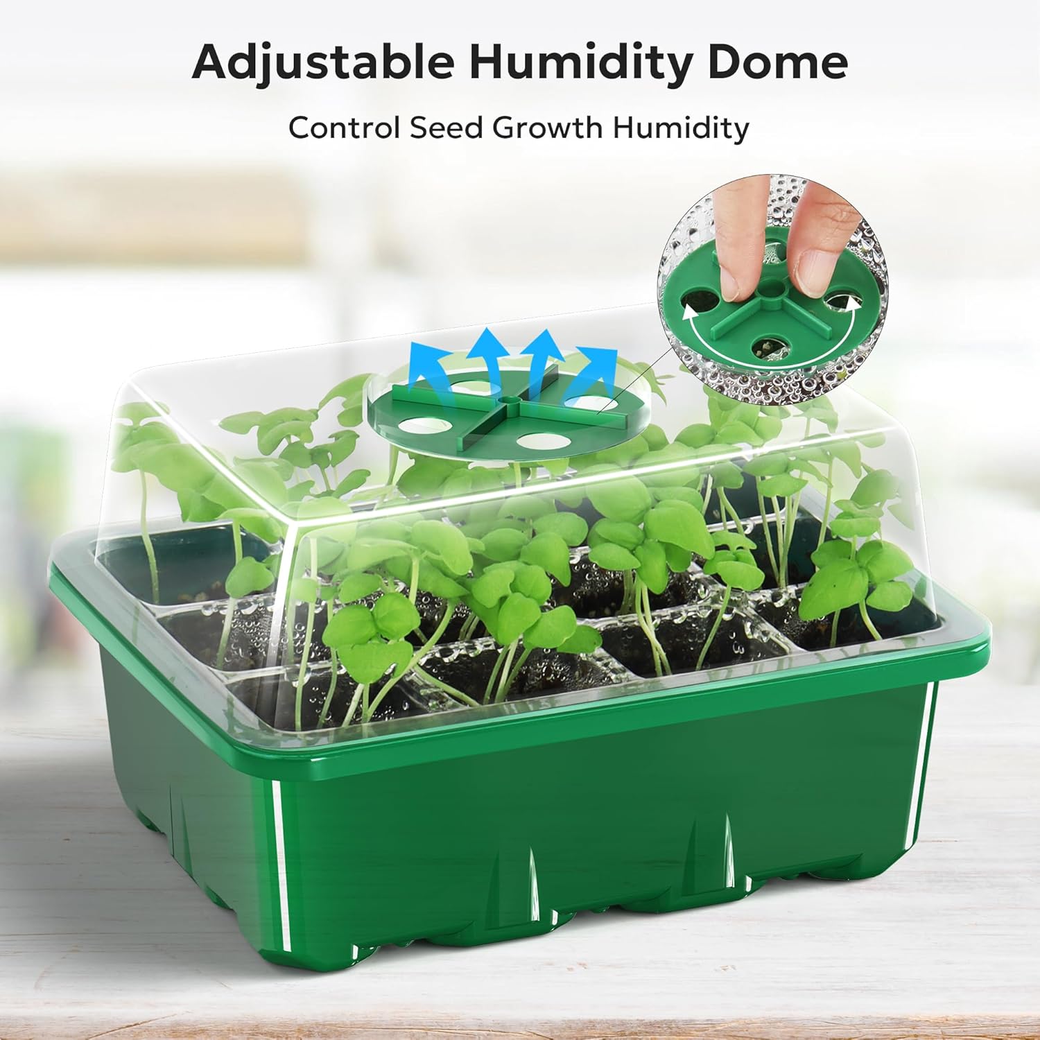 Thumbnail 2 de MIXC Seed Trays 120-Cell Kit (10 Pack) with Lids, Base Trays, Humidity Domes and Labels
