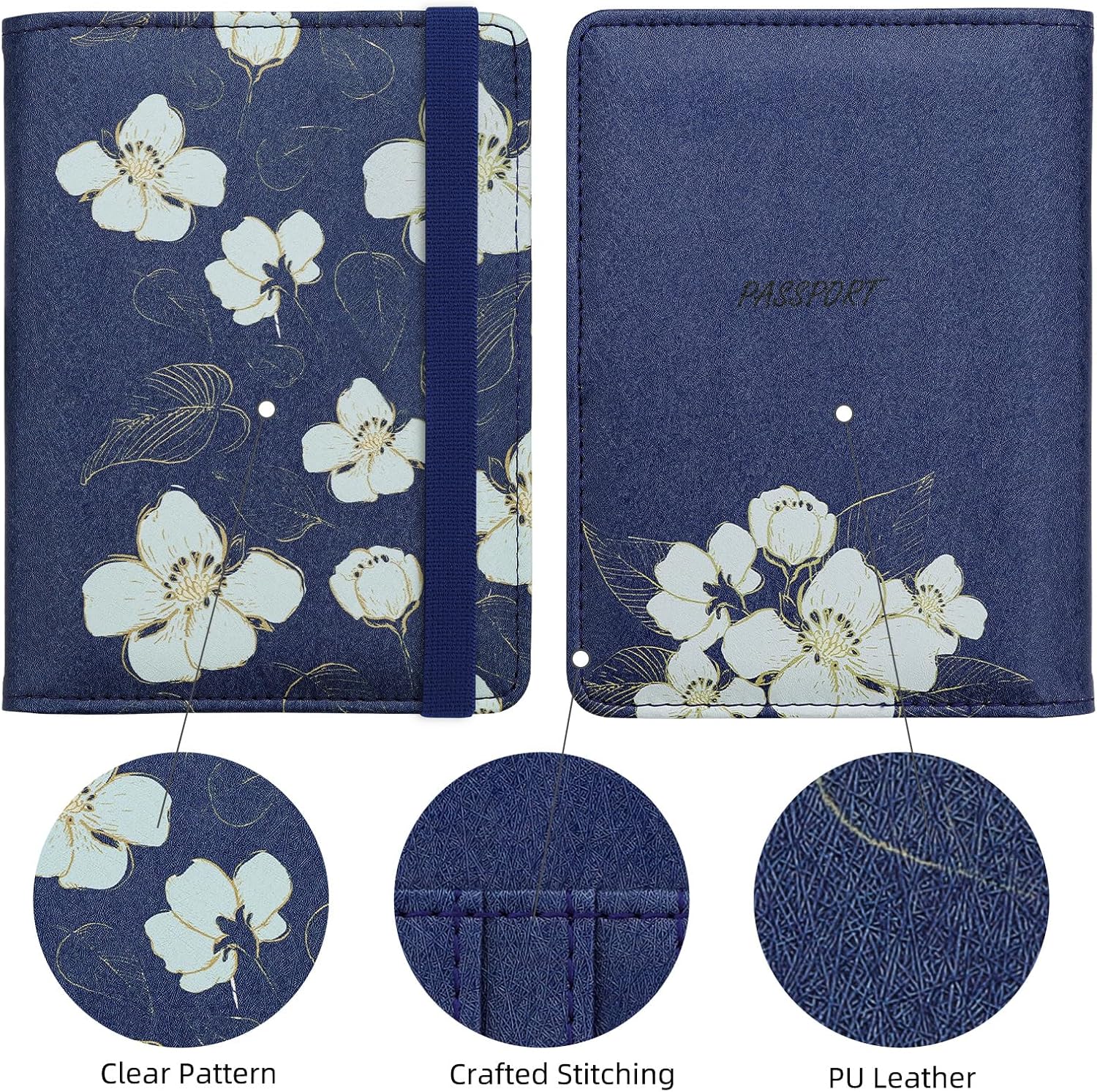 Thumbnail 1 de WALNEW Passport Holder: RFID PU Leather Travel Wallet for 2 Passports and Card Slots
