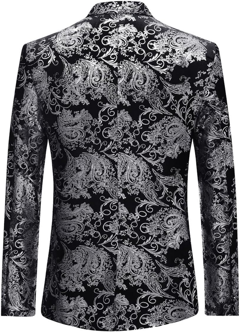 Detalle de Allthemen Men's Casual Blazer Paisley Jacquard – Slim Fit Floral Embroidery