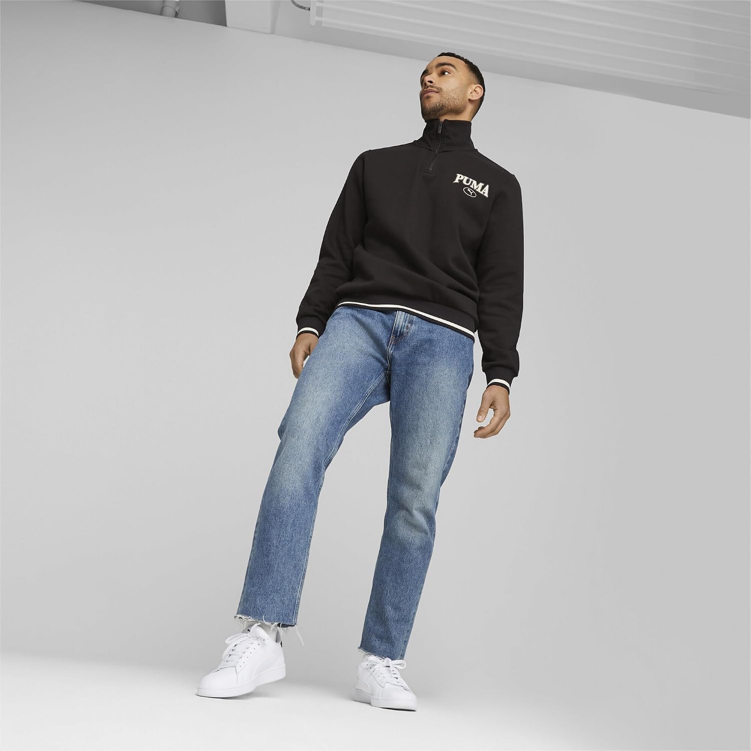 Detalle de PUMA Smash 3.0 Unisex — Baskets élégantes en cuir, blanc/bleu/or (TAILLE 43 EU)
