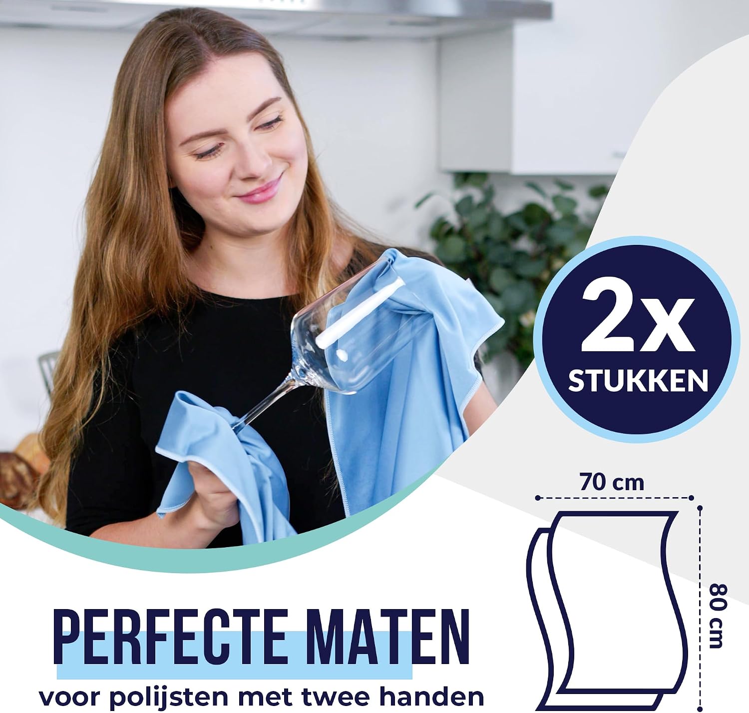 Detalle de culiclean ISCHOMFP7080BLBL02 glazenpoetsdoeken, microvezel, blauw, 2 stuks
