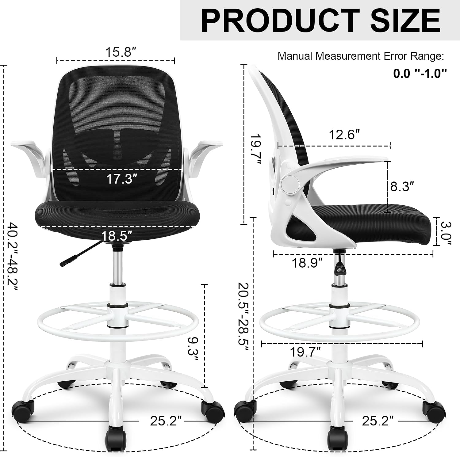 Detalle 2 de Primy Drafting Chair with Flip-up Armrests ⚙