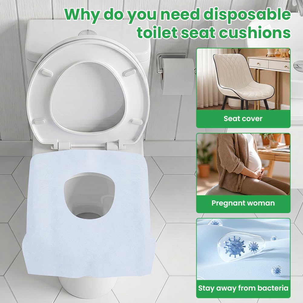 Detalle de OFFCUP Disposable Toilet Seat Covers, 54 Pack, Waterproof Antibacterial Travel Covers